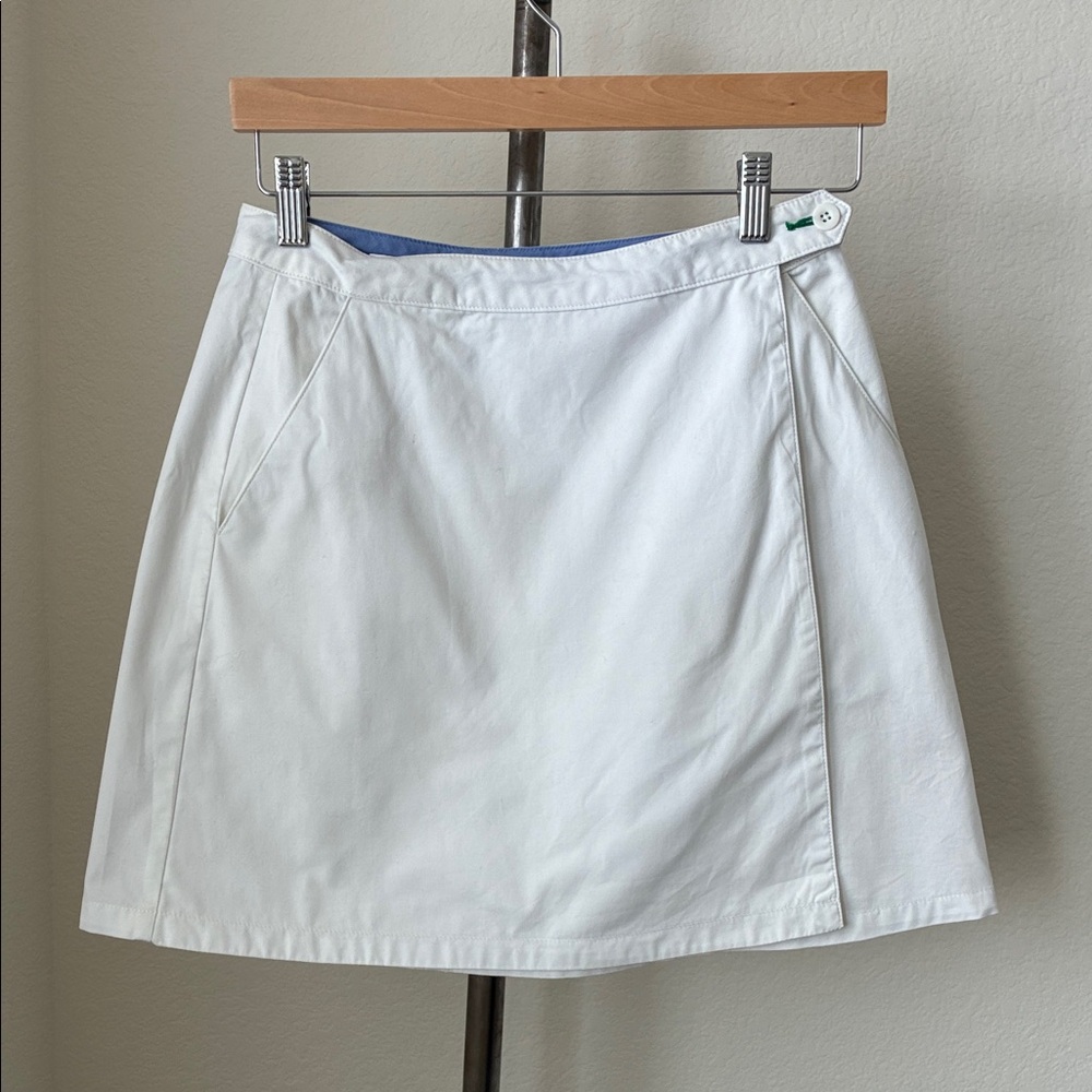 Tommy Hilfiger 90s Vtg sz 6 White 100% Cotton Mini Wrap Skirt Pocket Preppy